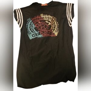 Hermes Black Tee with Multicolor Graphic